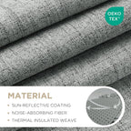 Joydeco - Cortinas 100 % opacas para dormitorio, cortinas de lino natural, cortinas de bloqueo de luz con aislamiento térmico, bolsillo para barra y pestaña trasera, oscurecimiento de privacidad