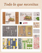 Rolife Sakura Journey Tram - Rompecabezas de madera 3D para adultos, kits de construcción de modelos de bricolaje con luces LED, regalo creativo para niños, regalo de pasatiempos y rompecabezas para