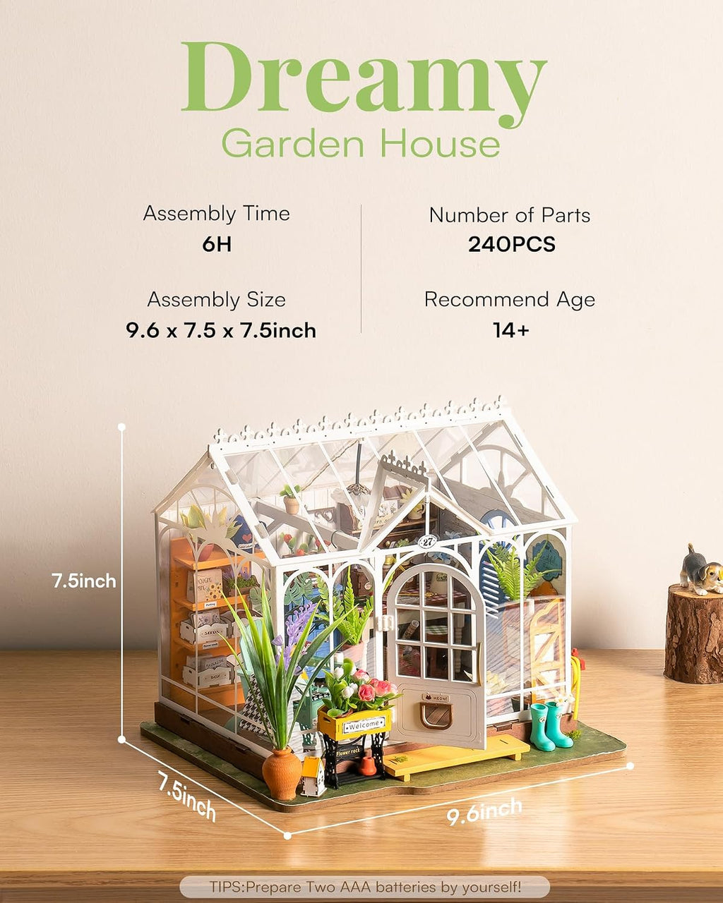 Lámpara Rowood Kit de Construcción de Casa en Miniatura DIY, Kit de Casa de Muñecas en Miniatura, Kits de Modelo de Artesanía de Mayberry Street para Adultos con LED, Regalo de Cumpleaños/Decoración del Hogar