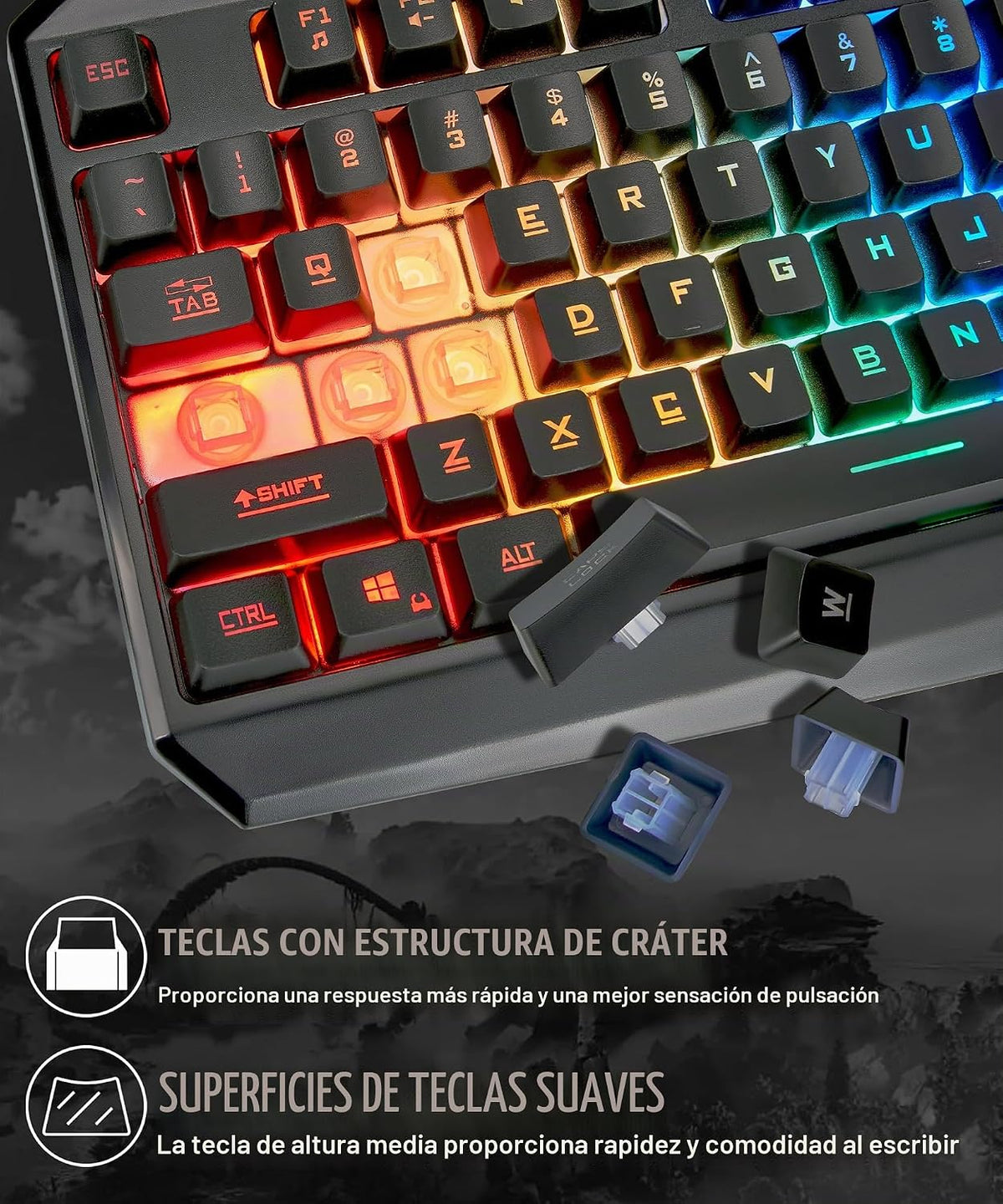 Combo de teclado y mouse para juegos de PC con cable con retroilumi...