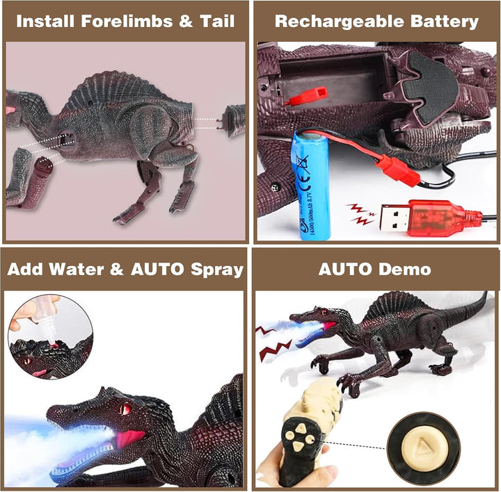 Juguetes de dinosaurio mejorados para niños de 3 a 7 años, Spinosau...
