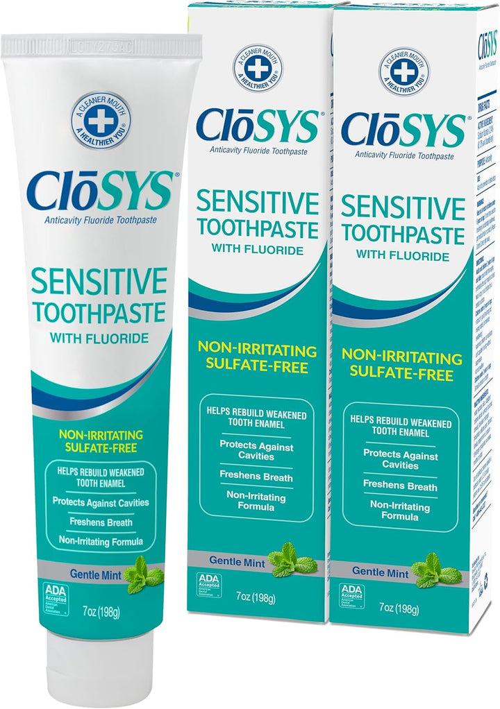 CloSYS Pasta dental con flúor, 7 onzas (Paquete de 2) Menta suave,...