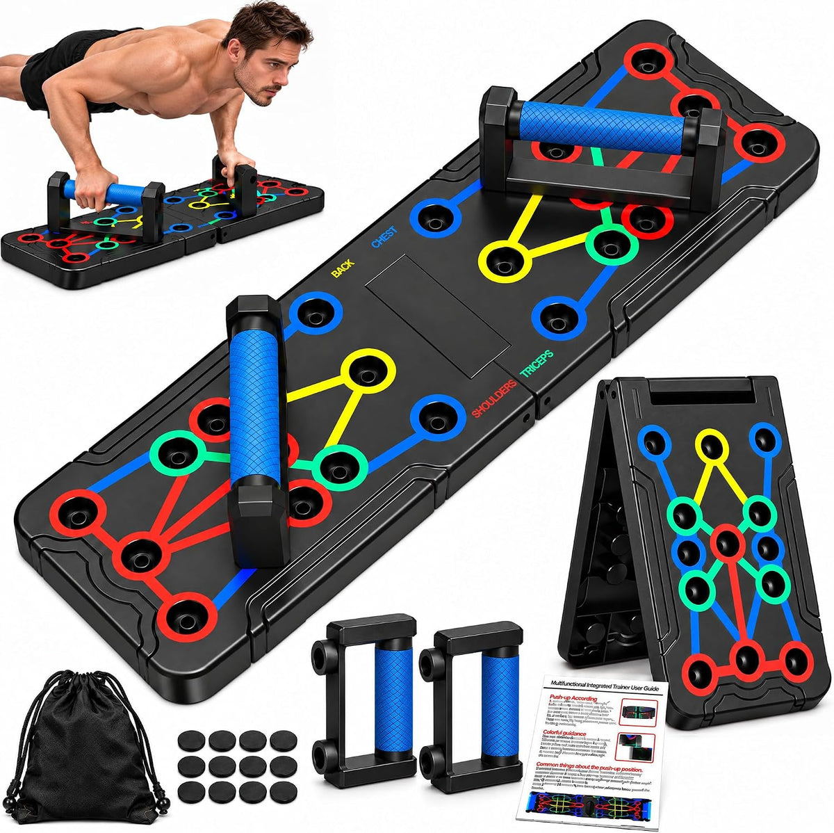 Tabla de Flexiones, Tabla de Flexiones Plegable para Hombre, Barra de Flexiones Portátil 30 en 1