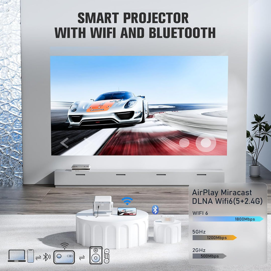 Aplicación con licencia oficial y 3000 ANSI: Mini proyector 4K para...