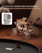 ROBOTIME Caja de rompecabezas de madera con caja de música Stagecoach AMKA1, regalo de día de San Valentín Rompecabezas de madera 3D para adultos, modelo mecánico 3D para construir, regalo de