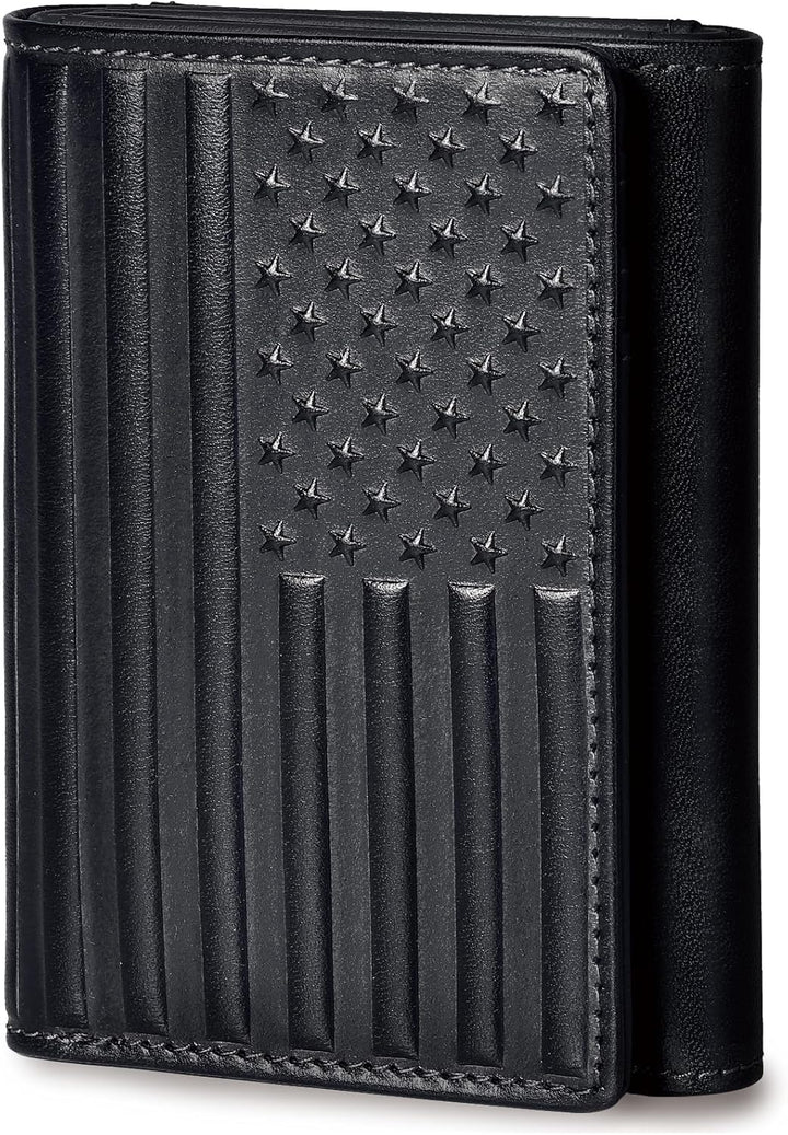 Pefiam Billetera de cuero triple para hombre con bloqueo RFID, cart...
