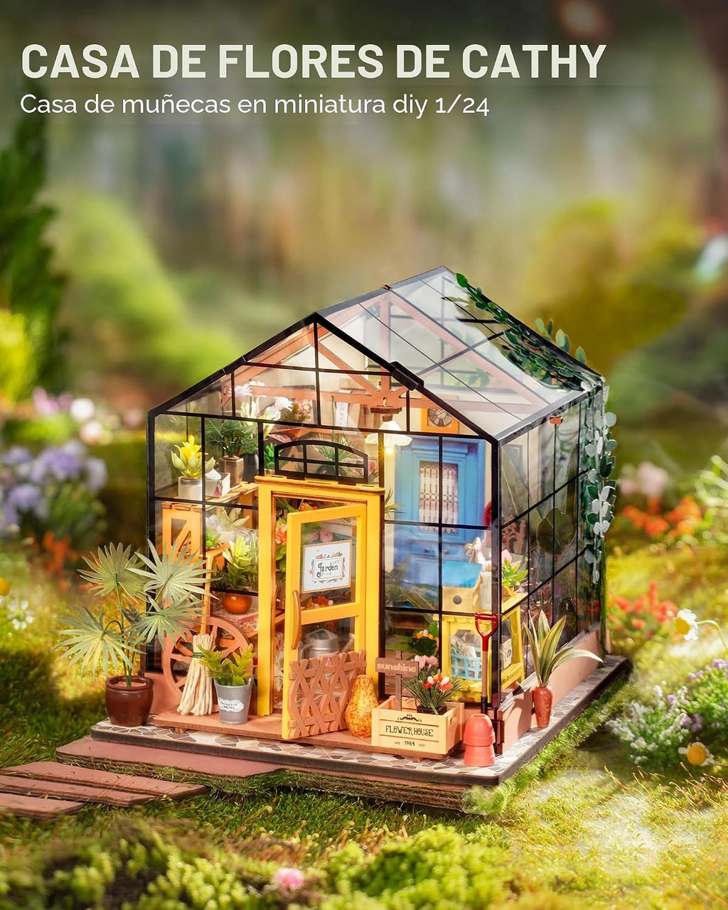 Rolife Kit de casa de muñecas en miniatura para invernadero, regalo