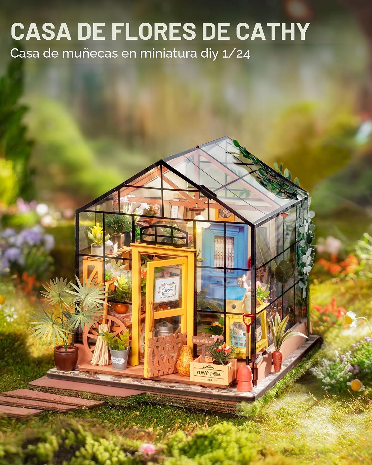 Rolife Kit de casa de muñecas en miniatura para invernadero, regalo
