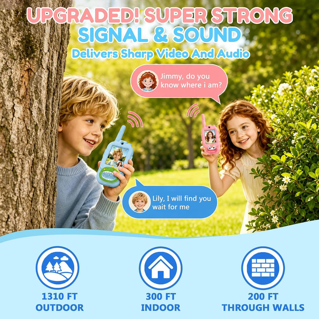 Octomo Walkie Talkies de video para niños, paquete de 2, Walkie Talkie de