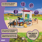 Schleich Horse Club - juego de 34 piezas de juguetes de caballos para el establo con figuras de yegua y potro, figura de gato y accesorios - set de extensión de establo para niñas y niños - juguetes