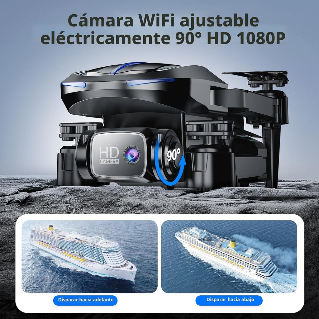 Dron con cámara para adultos principiantes y niños, divertido mini dron plegable 1080P para emocionante juego en interiores y exteriores, cuadricóptero RC con 2 baterías, arranque con una tecla, fácil