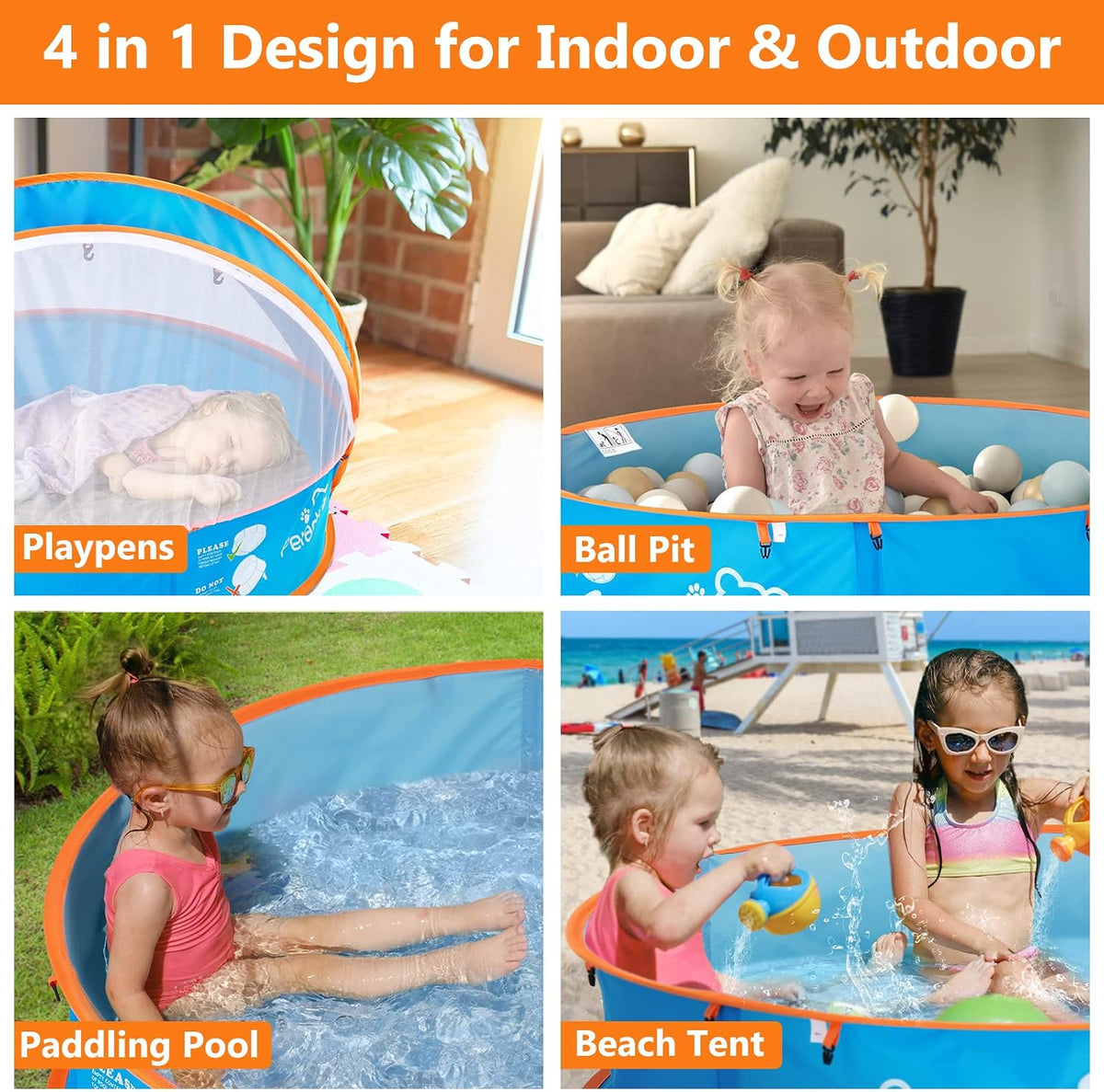 Peradix - Piscina infantil para niños y mascotas, tienda de campaña para la playa