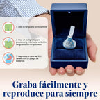 Caja de anillo grabable con luz LED, grabadora de voz de 60 segundos, caja de regalo de joyería de terciopelo para propuesta, compromiso y recuerdo, azul medianoche