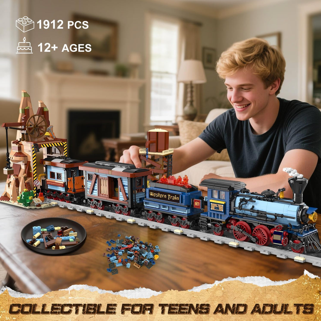Juego de construcción de tren occidental con luces 1912