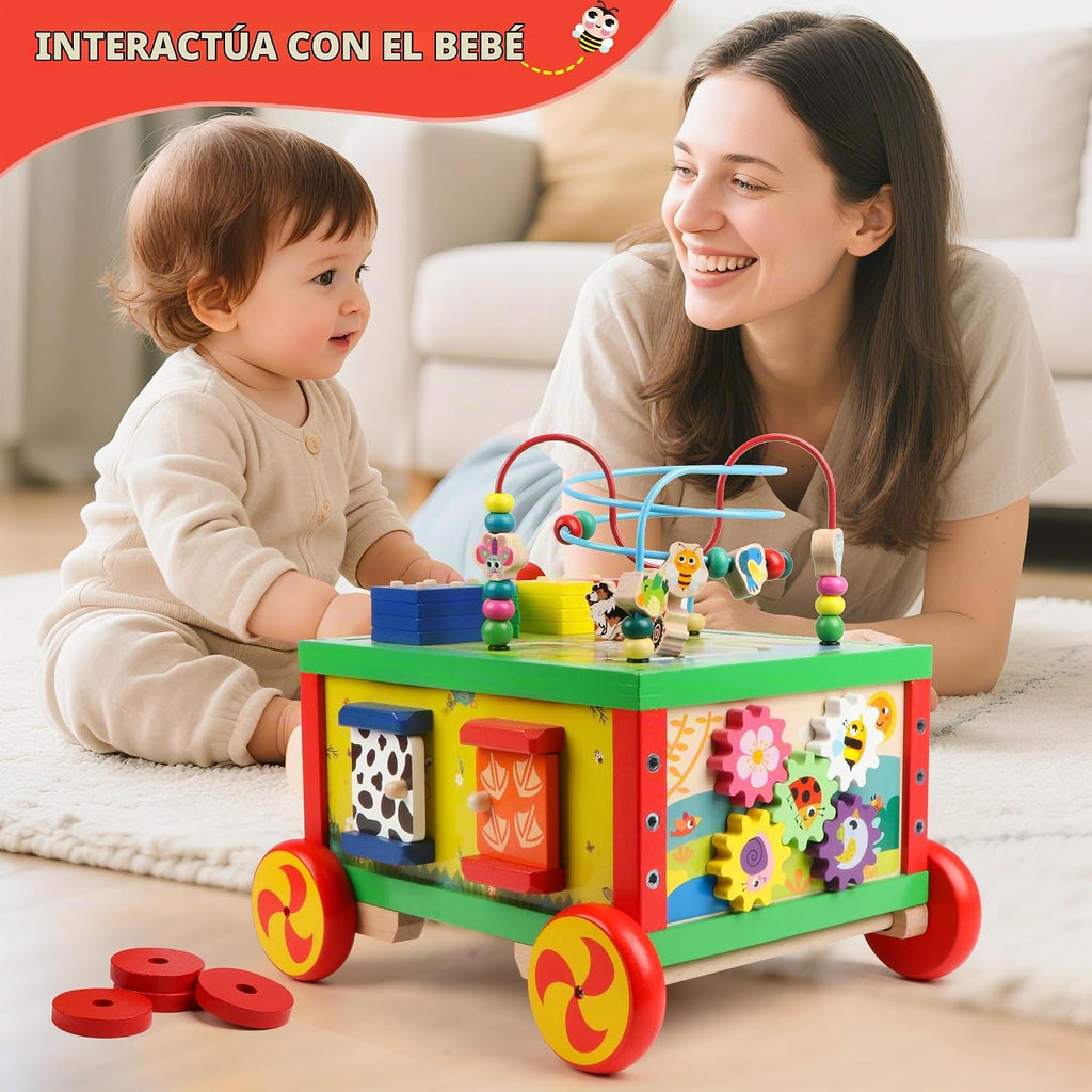 Cubos de actividad de madera 7 en 1 Juguetes Montessori para niños y niñas