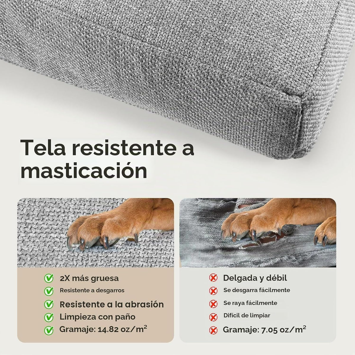 Cama para perro indestructible de 42 pulgadas XL, ortopédica impermeable a prueba de mordidas, almohadilla para perro resistente a las masticaciones, capacidad de 90 libras para perros
