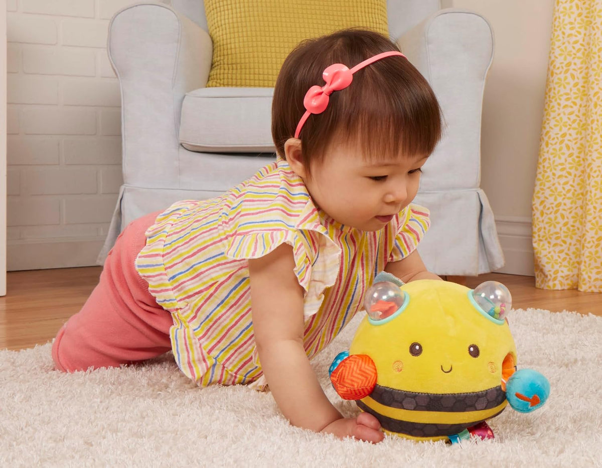 B. toys Fuzzy Buzzy Bee - Juguete sensorial de peluche para bebé, abeja
