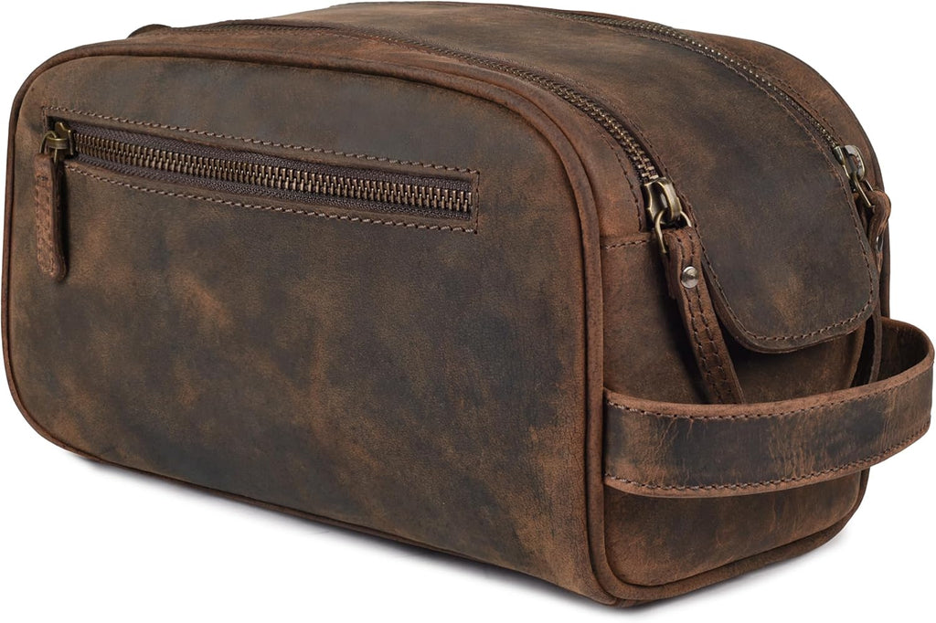 LEATHER VILLAGE - Neceser de cuero para hombre, kit de viaje Dopp Bolsa de