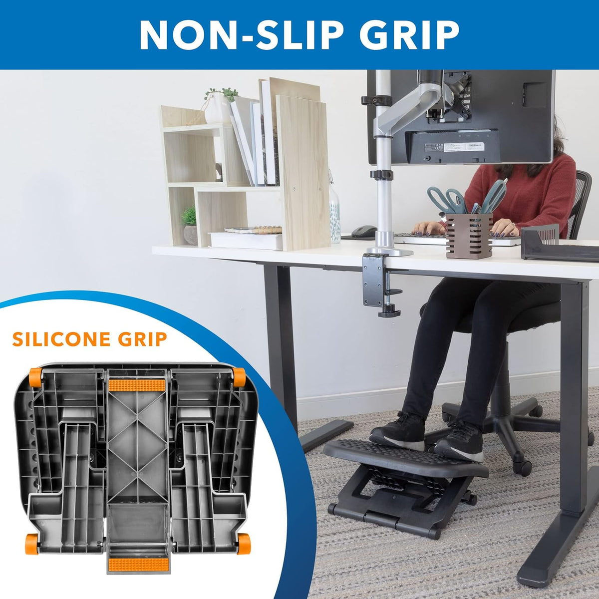Lámpara Mount-It! Reposapiés debajo del escritorio con protuberancias de masaje y
