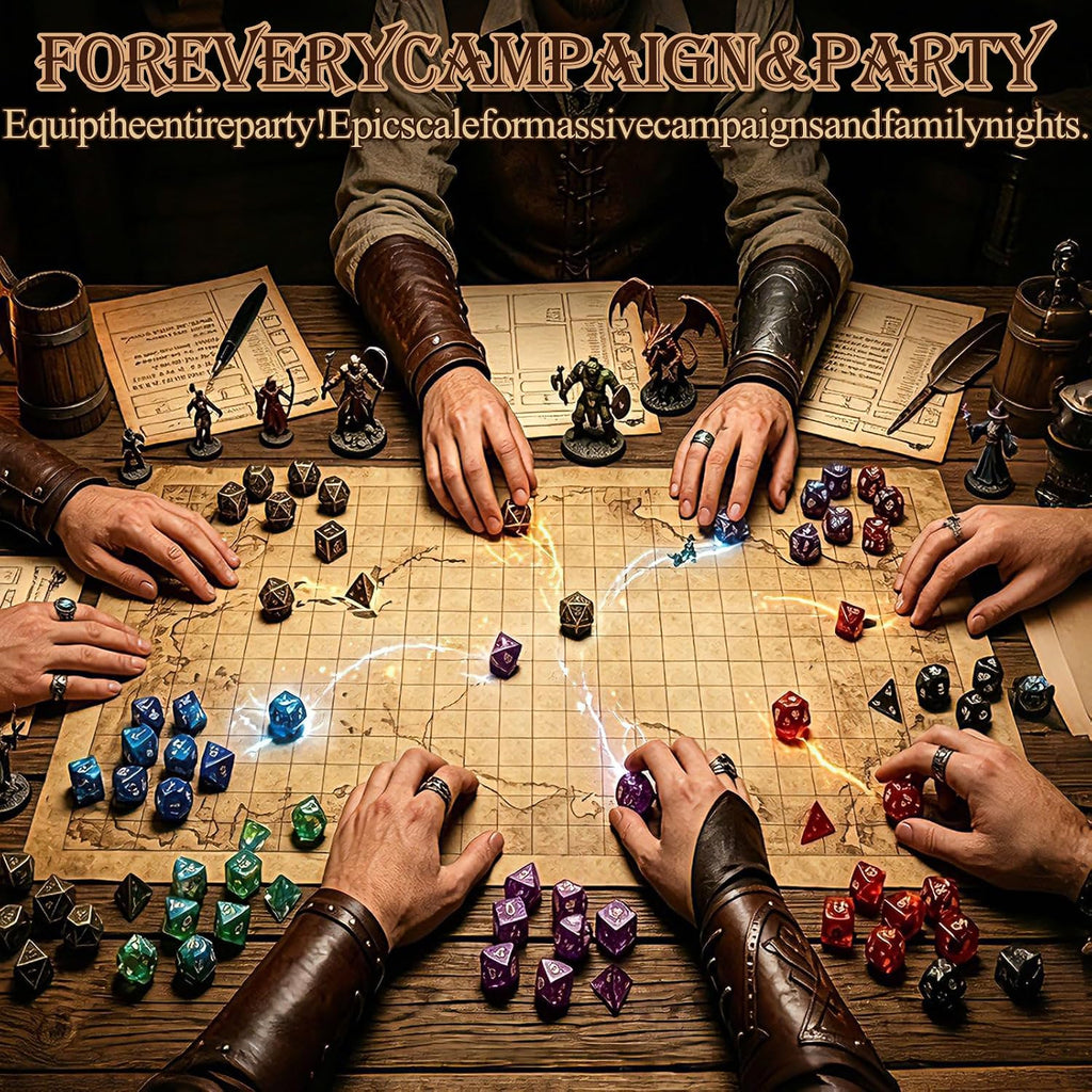 DEDC Set de 42 DADOS DND, 6 Bolsas Misterio para Goblins de Dados y Juegos RPG