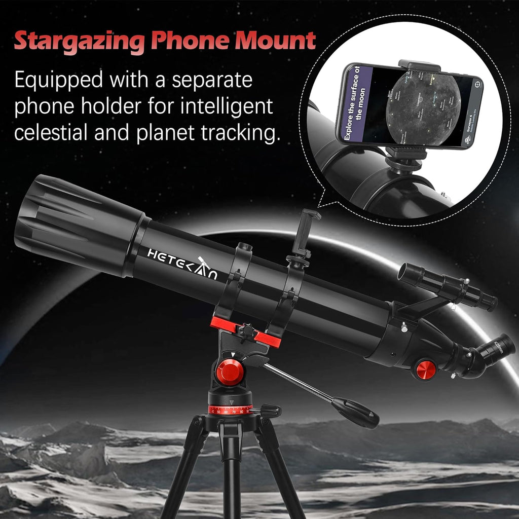 Telescopio HETEKAN para adultos de alta potencia, apertura de 3.543 in, refractor de 35.433 in