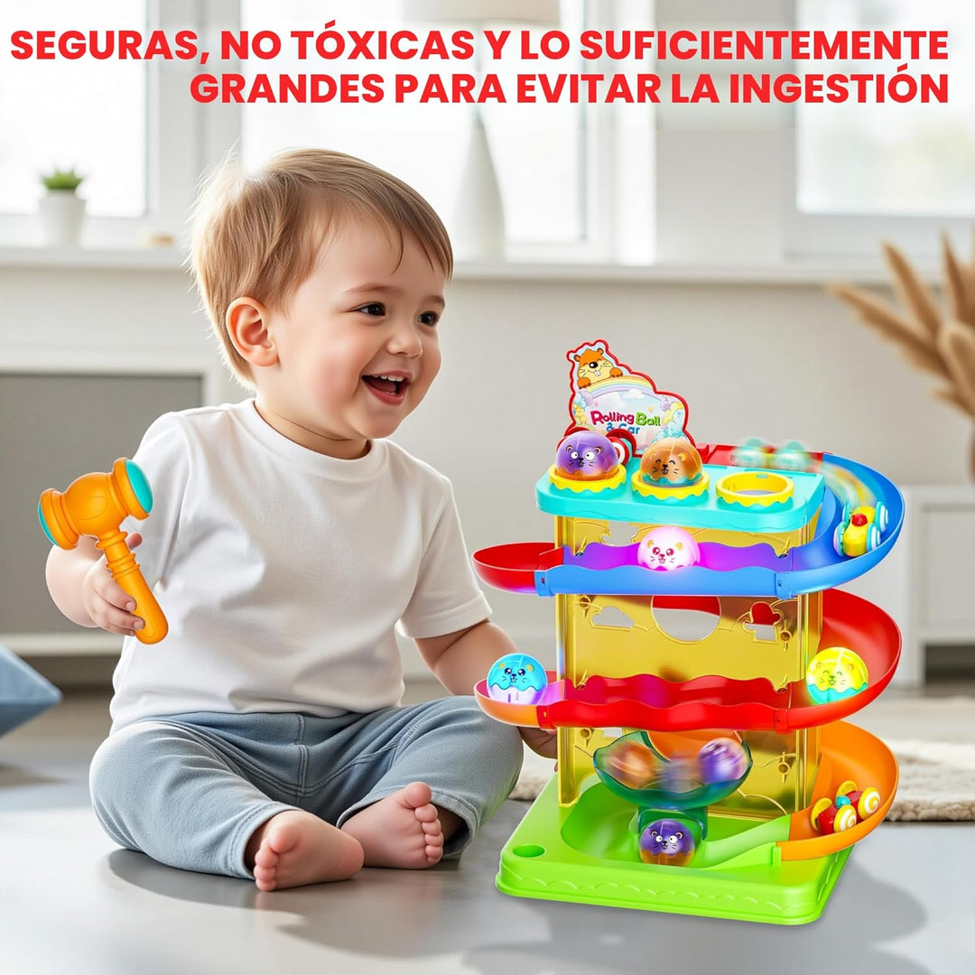 2 en 1 Pista de Carrera de Bolas Rodantes y Rampa de Coches para Ni...