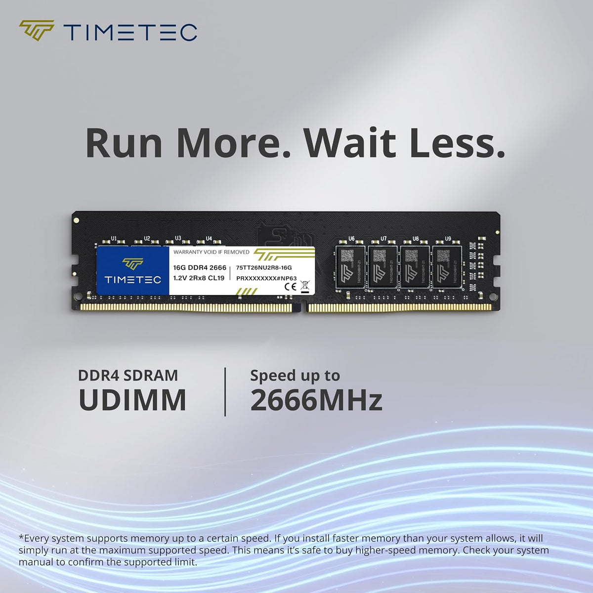 Timetec Kit de 32 GB (2 x 16 GB) DDR4 2666 MHz (PC4-2666V) PC4-21300 UDIMM RAM de escritorio - 288 pines 1.2V CL19 sin ECC sin búfer DIMM actualización del módulo de memoria