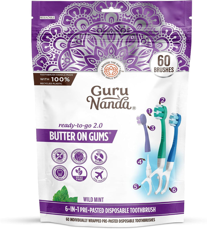GuruNanda Mini cepillos de dientes desechables con pasta de dientes...
