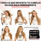 ELLA BELLA® Estilizador profesional de aire caliente 6 en 1 • Potente juego de secador de pelo y alisador • Estilo sin daños por calor • Secado rápido rizador voluminizador alisado • Incluye funda