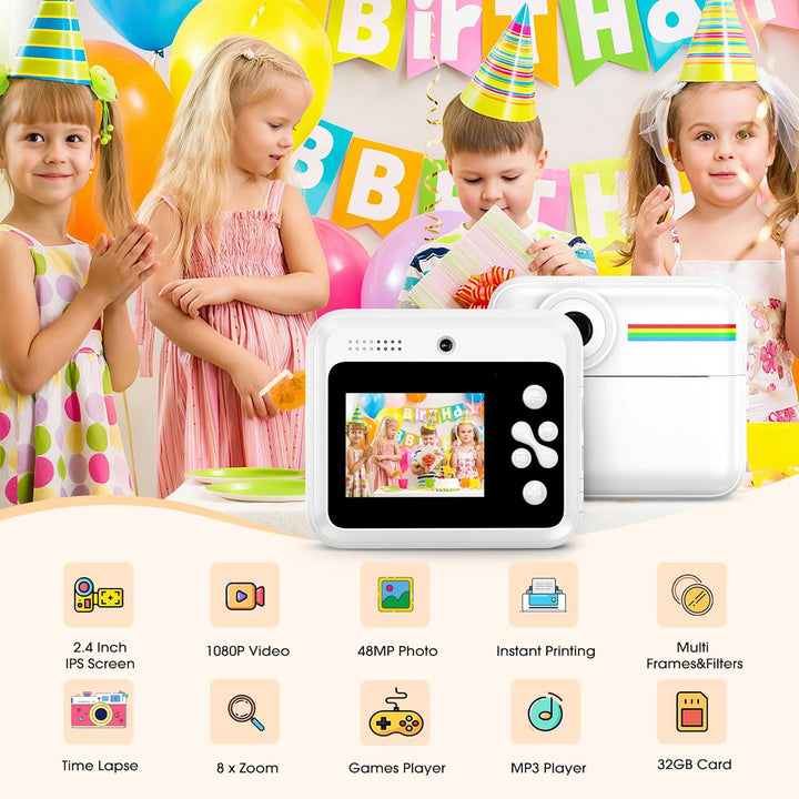 Cámara para niños, impresión de fotos instantánea, cámaras duales d...