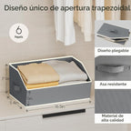 Organizadores de Closet Grandes y Cestas de Almacenamiento - Pack de 6 Cestas Trapezoidales para Estantes, Cestas de Tela Plegables con Asas Ideal para Closet, Cesta, Armario y Almacenamiento en Estantería, Gris