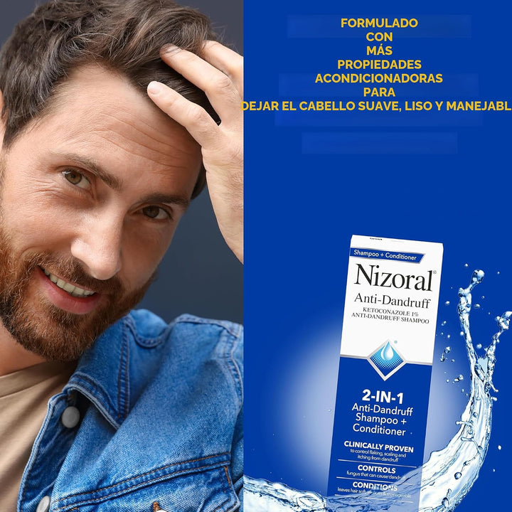 Nizoral Champú y acondicionador anticaspa 2 en 1, 14 onzas líquidas...