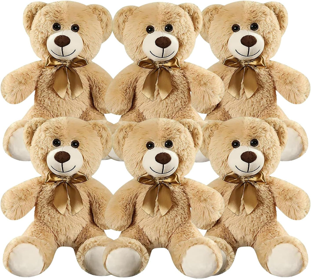 6 piezas de lindos osos de peluche a granel de 13.7 pulgadas, marrón