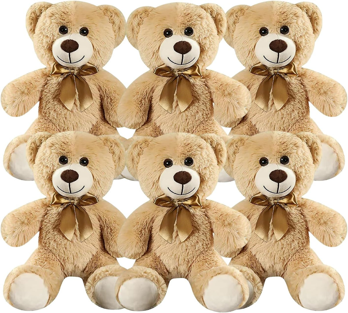 6 piezas de lindos osos de peluche a granel de 13.7 pulgadas, marrón