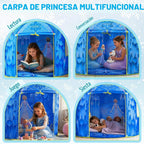 Tienda de campaña de princesa para niñas, juguete congelado, castillo de hielo, casa de juegos para interiores y exteriores, tienda de campaña imaginativa con bolsa de transporte, regalo perfecto de Pascua, cumpleaños y San Valentín para niñas de 2 a 8