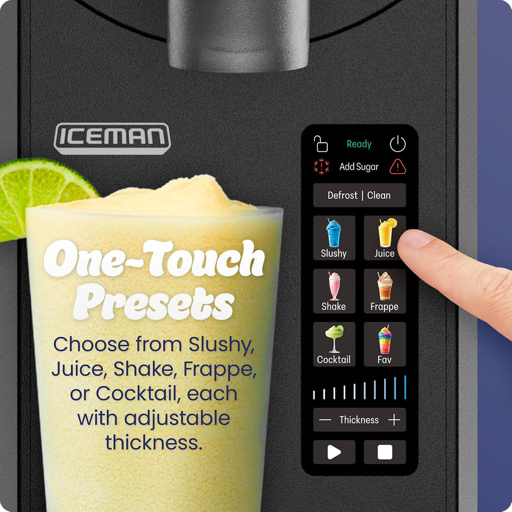 Iceman by Chefman Slush-Ease MAX - Máquina para granizar de 90 onzas, capacidad líquida de 64 onzas, máquina para preparar bebidas congeladas y máquina de granizado con 5 ajustes preestablecidos y pantalla LED, perfecta para margaritas congeladas