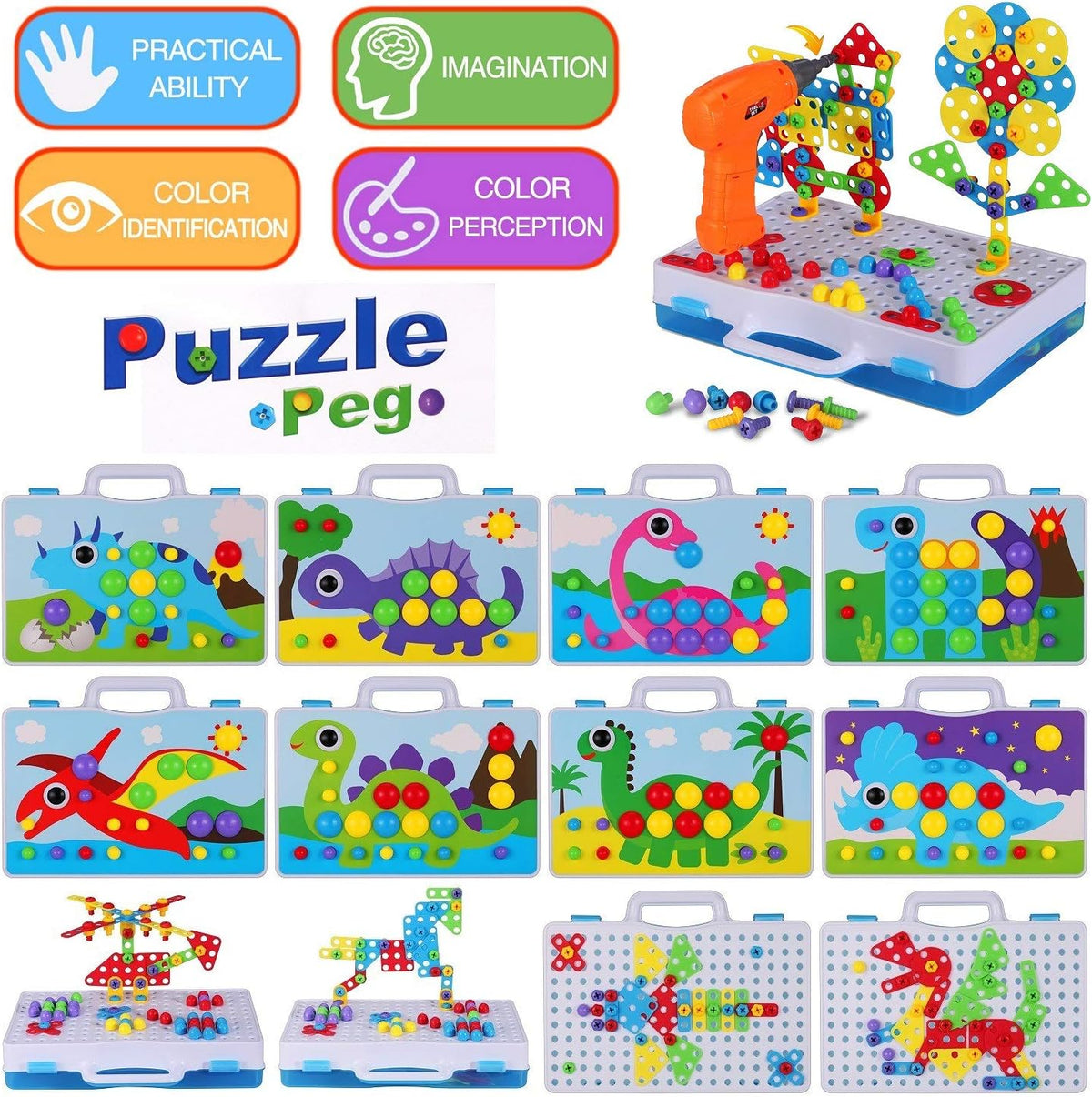 Juguetes de construcción STEM 224PCS Juego de destornilladores y taladro para
