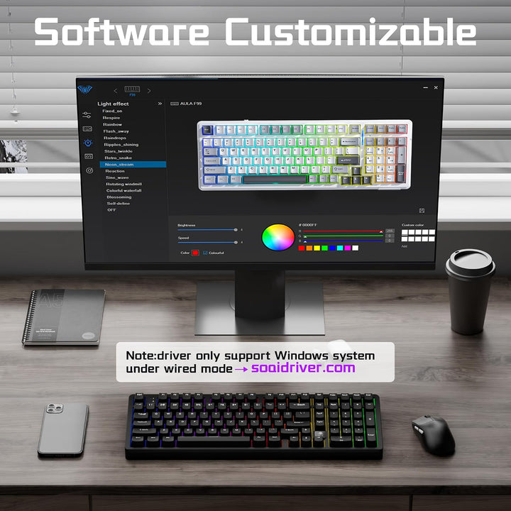 LEOBOG HI98C Pro Teclado mecánico inalámbrico para juegos, triple m...