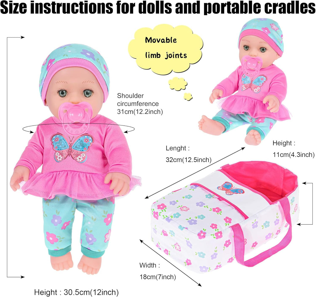 ebuddy Muñeca de bebé de 12 pulgadas y accesorios, muñecas de bebé...