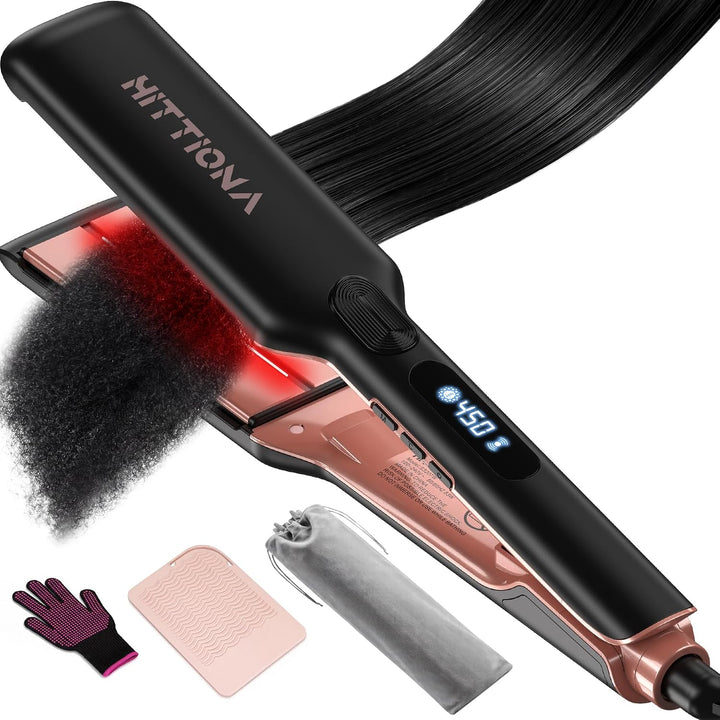 HITTIONA Plancha de pelo iónica de cerámica infrarroja con vibració...
