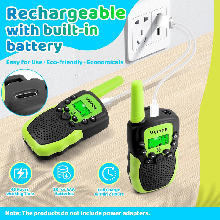 Vvinca Walkie Talkies para niños, juguetes recargables para edades...