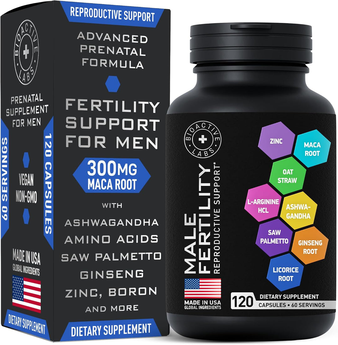 Suplementos de fertilidad para hombres, zinc, maca, ashwagandha, L-...
