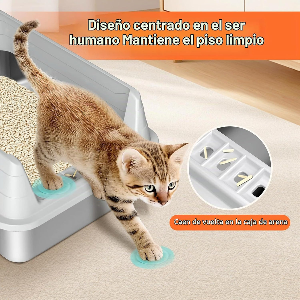 Caja de arena para gatos de acero inoxidable, caja de arena de metal fácil