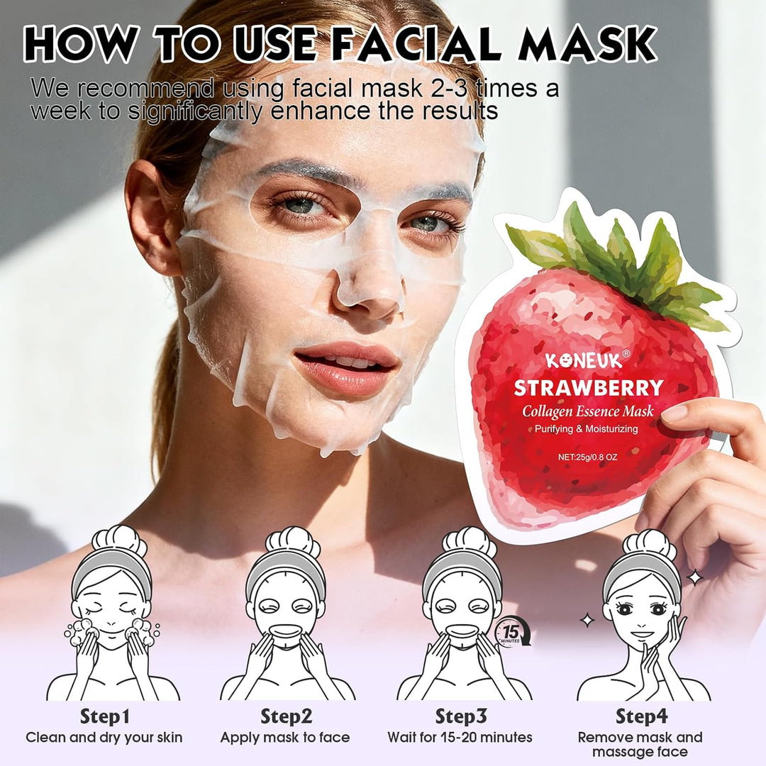KONEUK Paquete de 72 mascarillas faciales en forma de fruta, regalo...