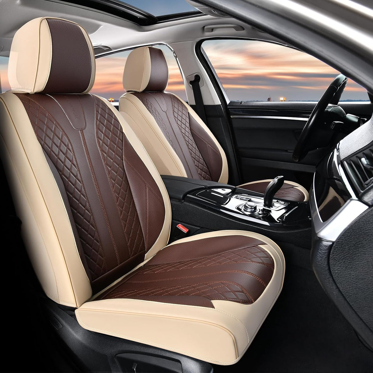 Juego completo de fundas de asiento delantero y trasero de cuero para automóvil, 5 asientos, impermeable, protector de asiento de automóvil, ajuste universal para la mayoría de automóviles