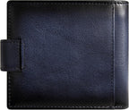 Cartera de cuero vintage para hombre, 19 ranuras para tarjetas, bloqueo RFID, gran capacidad, soporte para tarjetas plegable de cuero de grano superior, Azul, Retro