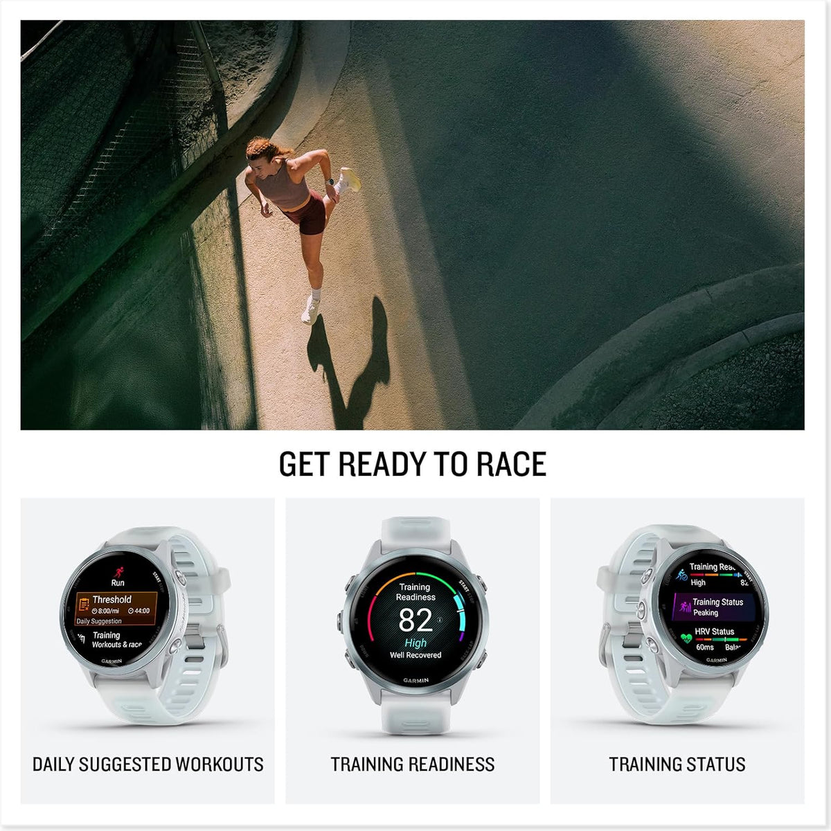 Garmin Forerunner 570 Reloj inteligente para correr 1.654 in (azul nube) Paquete M-XL