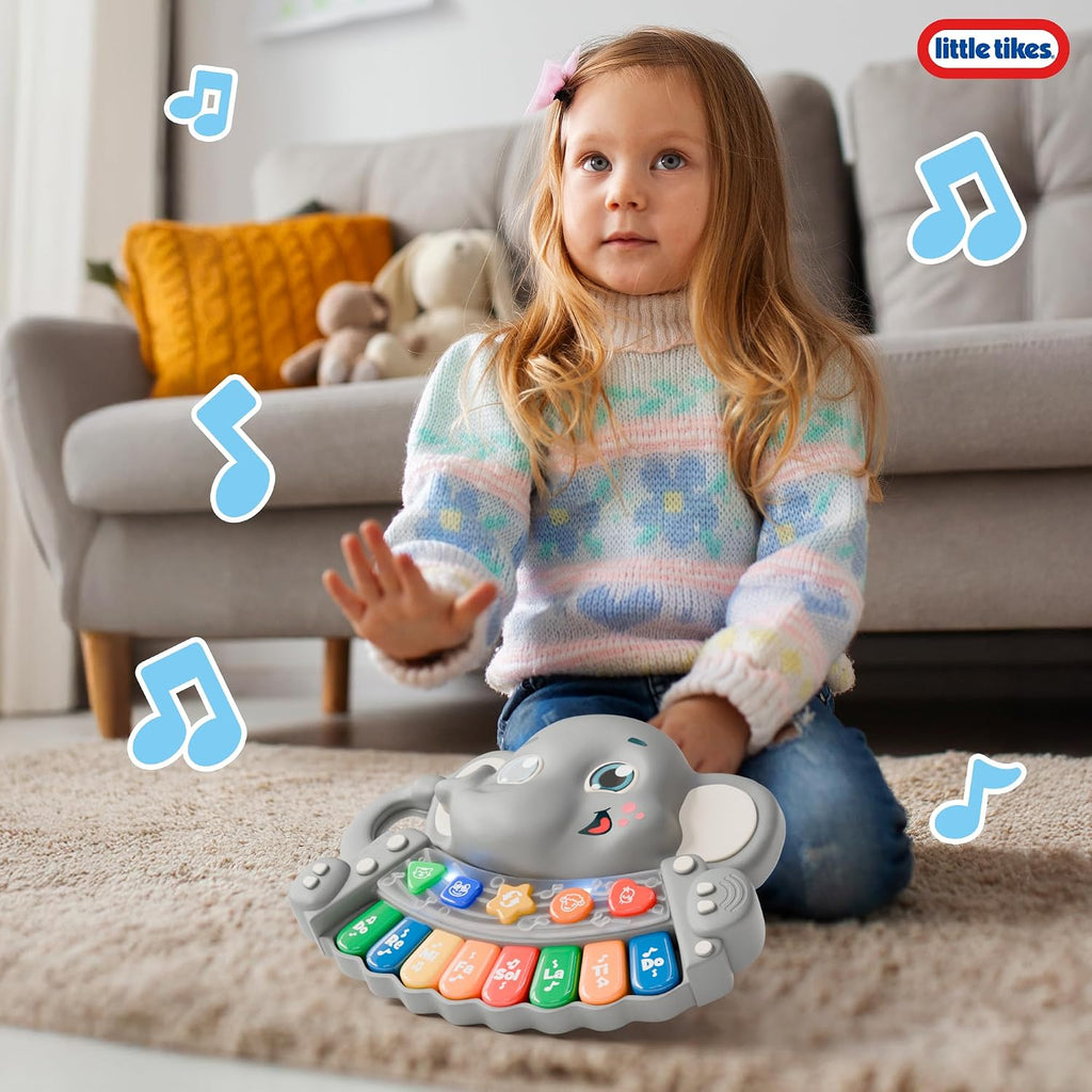 Lollipop - Little Tikes Elefante - Teclado musical de juguete para niños pequeños - Piano de juguete para bebés se ilumina, reproduce música y sonidos de animales - Libre de BPA, mini piano eléctrico