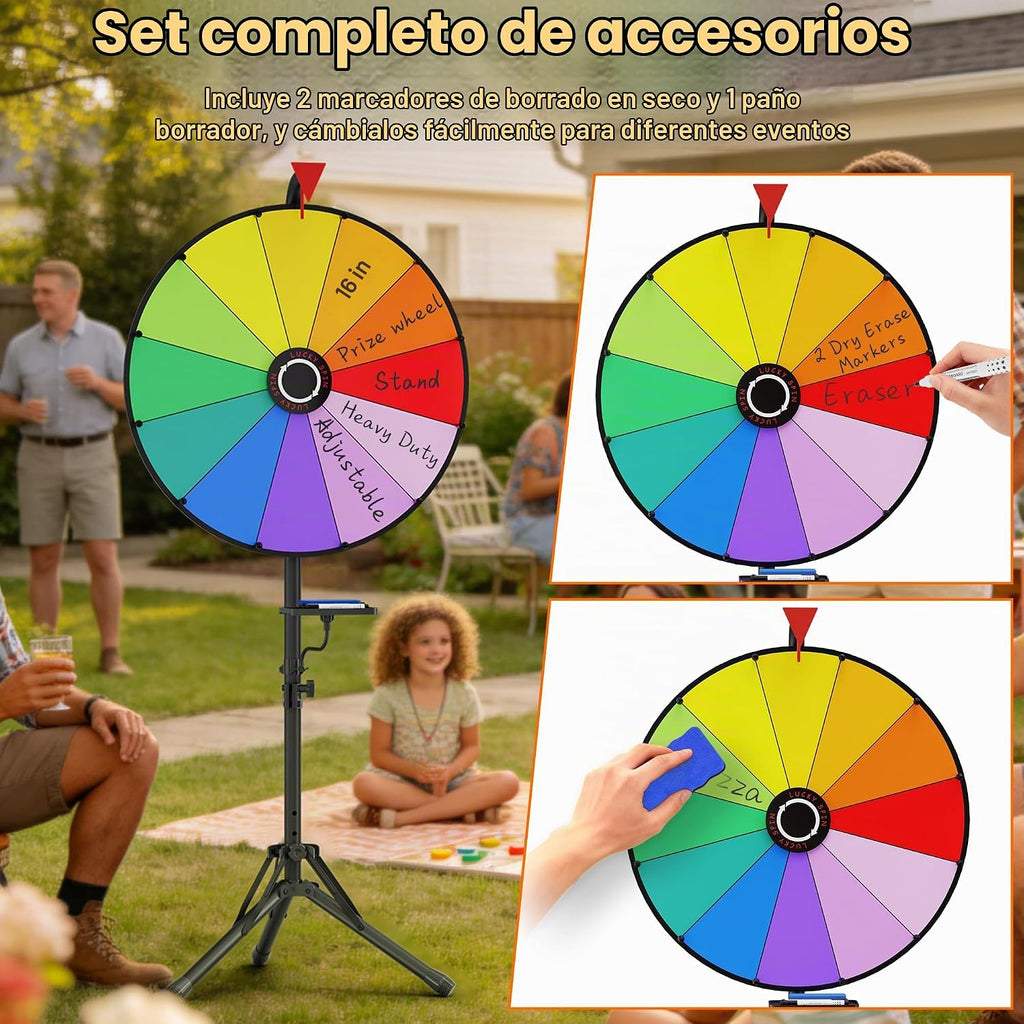 Rueda de premios de 16 pulgadas, juego de girar la rueda con soporte