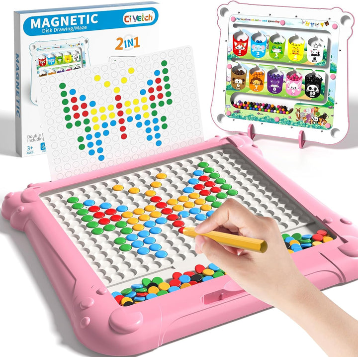 Tablero de dibujo magnético grande 2 en 1 para niños pequeños, labe...